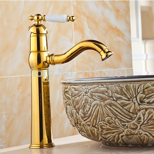 luxury fashion solid brass with ceramic handle tall deck mounted bathroom faucet single hole mixer tap home decoration 7630k