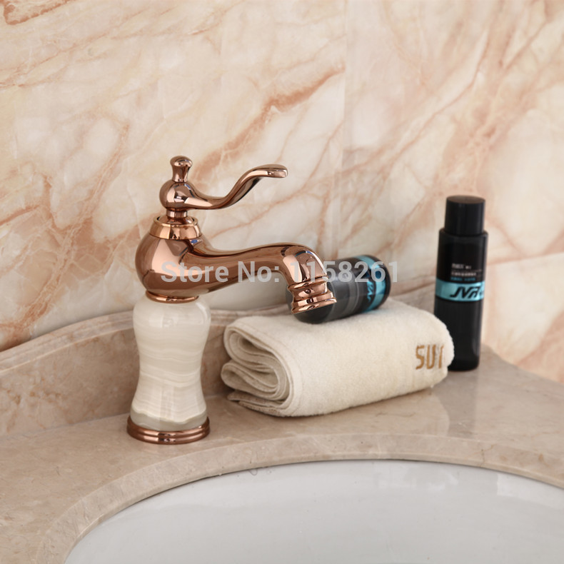 ! luxury rose golden basin faucet single handle sink mixer ceramic base deck mount yb-340e