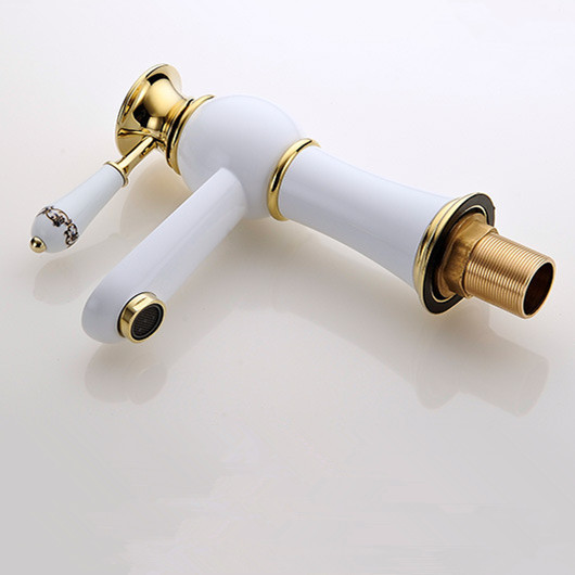 new arrived white paint ceramic golden polished faucets bathroom basin sink mixer tap faucet 9002w