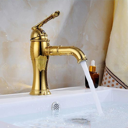 ! new bathroom brass mixer bath tap basin faucet single handle golden faucet sink faucet bath mixer ltg-014