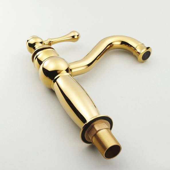 new fashion gold solid brass bathroom basin faucet single handle basin mixer banheiro torneira hj-827k