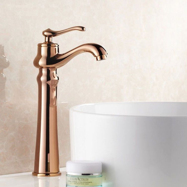 new fashion solid brass rose gold finish and cold deck mounted bathroom basin faucet single handle m-37e