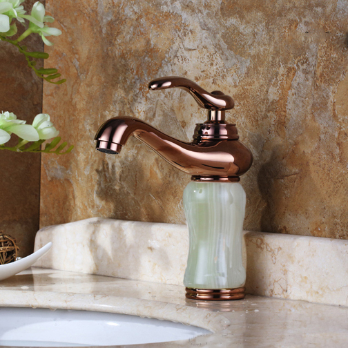 new luxury fashion solid brass and marble body deck mounted bathroom basin faucet single handle 5 colors m-88