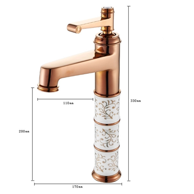 newly modern luxury solid brass bathroom sink basin faucet mixer tap ceramics golden polish single handles deck mounted jr-806e