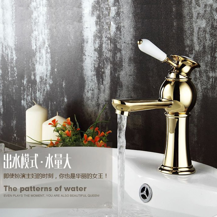 nice new luxury fashion solid brass with ceramic handle deck mounted bathroom faucet single hole mixer tap dl-9002