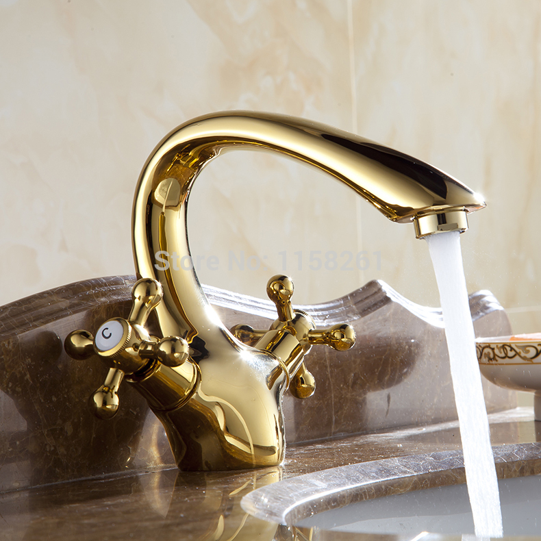retro golden faucet swan neck basin mixer tap let your home/el presents noble gorgeous al-7311k