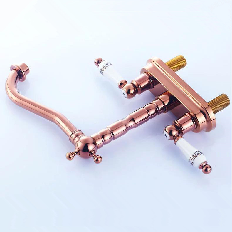 rose golden brass finished bathroom & kitchen basin mixer tap crystal handle sink faucet deck mounted basin mixer taps 9305m