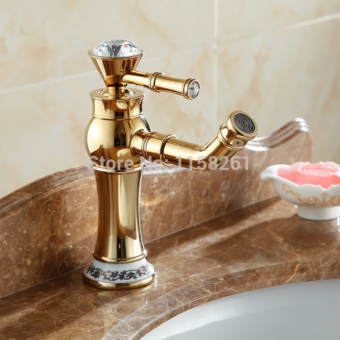 single handle golden basin faucet gold bathroom sink mixer tap whole and cold water al-7307bk
