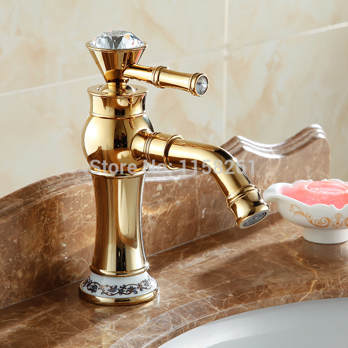 single handle golden basin faucet gold bathroom sink mixer tap whole and cold water al-7307bk