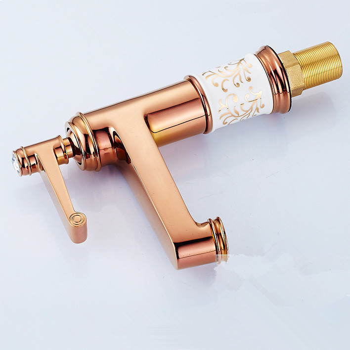 whole all copper rose gold golden basin faucet and cold water basin faucet new faucet jr-805e