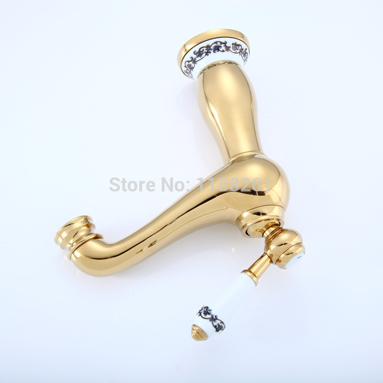 whole and retail bathroom basin faucet gold finish brass mixer tap faucet, and cold water yb-335k