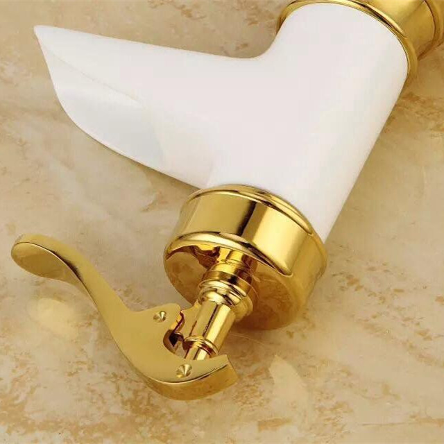 whole and retail grilled white paint brass waterfall bathroom basin faucet deck mounted vanity sink mixer tap qx-9029