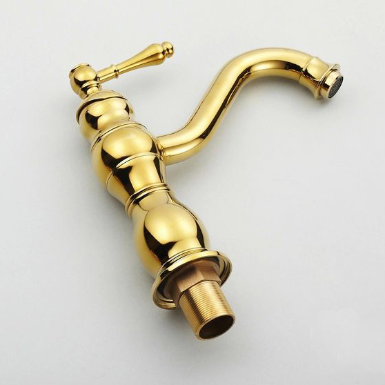 whole and retail promotion modern gold finish shape bathroom basin faucet single handle mixer tap hj-826k