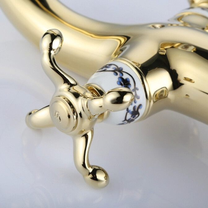 whole and retail single handle bathroom sink basin faucet golden polish mixer tap deck mounted 88501k - Click Image to Close
