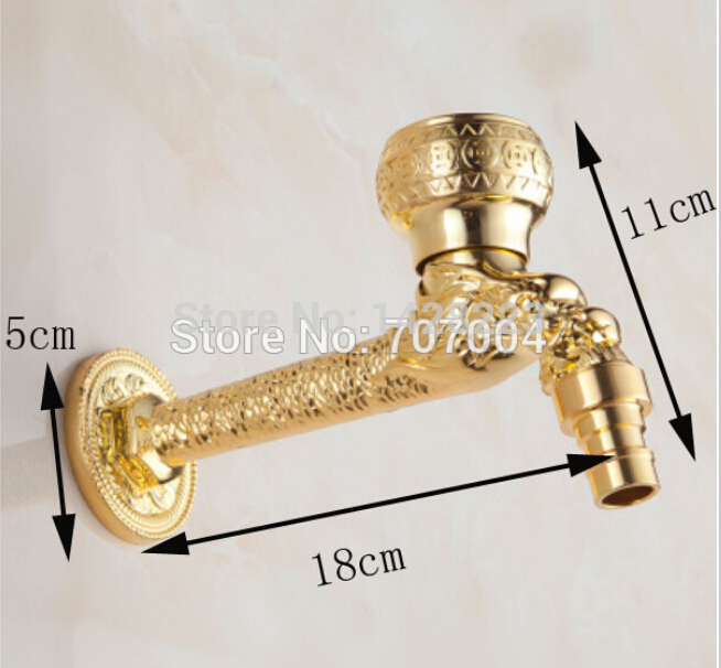 golden wall mounted single handle extend washing machine faucet brass cold water & mop pool taps
