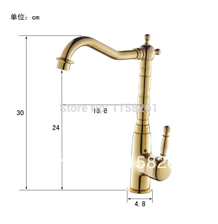 fashion gold kitchen swivel basin sink deck mounted single hole single handle faucet tap torneira cozinha hj-6720k - Click Image to Close