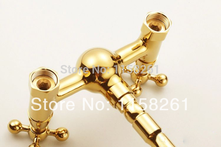 golden brass finishing kitchen faucets kitchen tap basin faucets double hand and cold wash basin tap hj-6708k - Click Image to Close