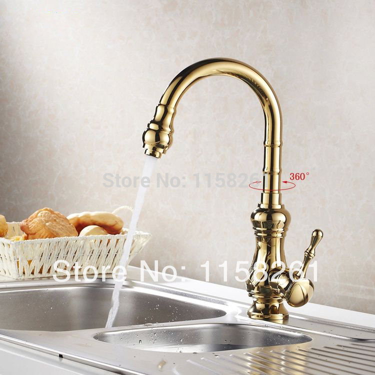 golden brass finishing kitchen faucets kitchen tap basin faucets single hand and cold wash basin tap hj-820k - Click Image to Close