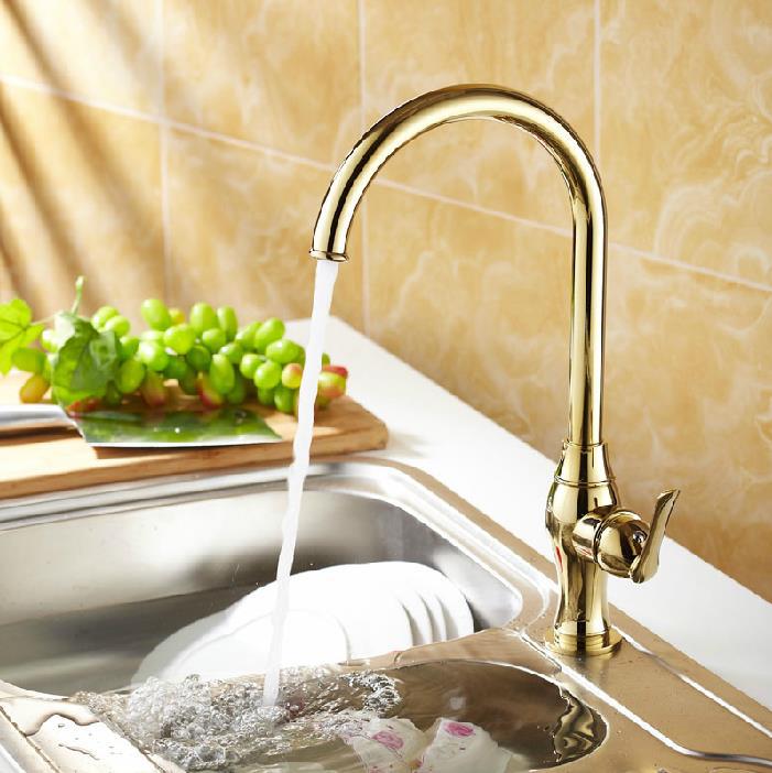 luxury polished antique brass finish gilded golden faucet mixer tap two spouts for kitchen basin basin jr-837k - Click Image to Close