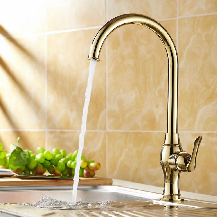 luxury polished antique brass finish gilded golden faucet mixer tap two spouts for kitchen basin basin jr-837k