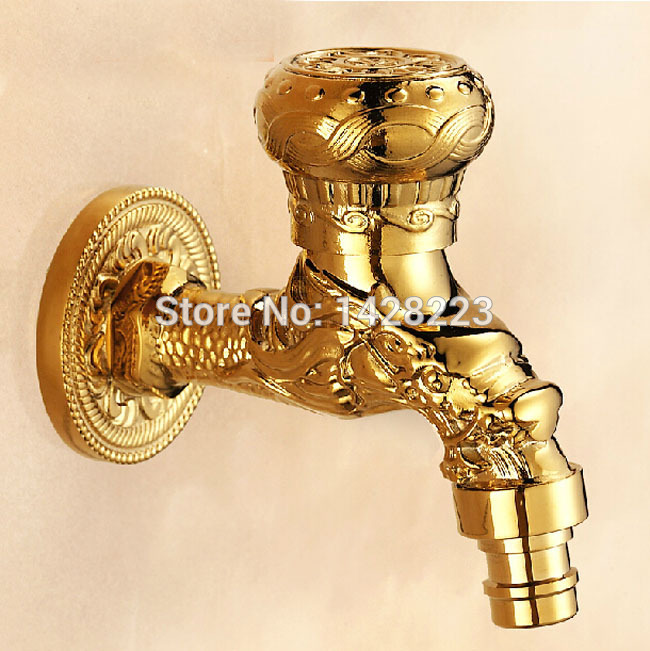 golden wall mounted single handle cold water bibcocks brass washing machine & mop pool taps