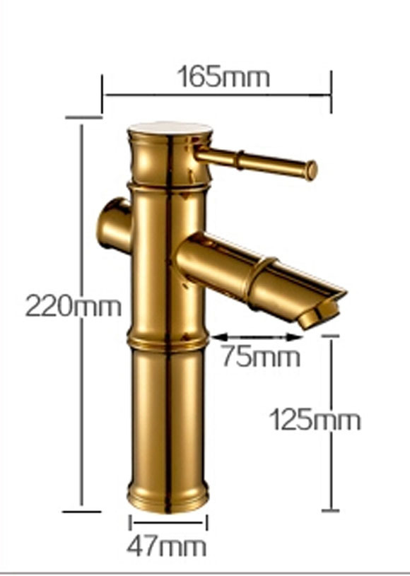 bamboo golden basin faucet bathroom sink mixer tap w/ and cold hose