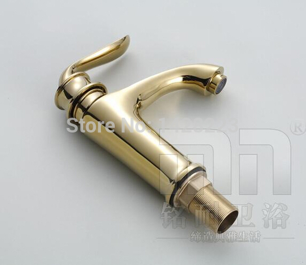 deck mounted and cold water single lever bathroom sink faucet golden brass basin mixer taps