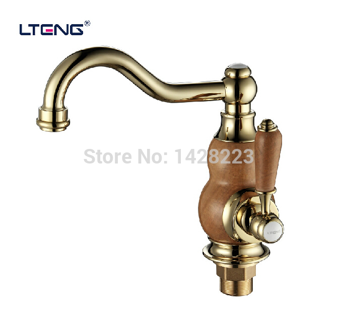 deluxe and cold golden bathroom vessel sink faucet single handle one hole deck mounted a493 - Click Image to Close