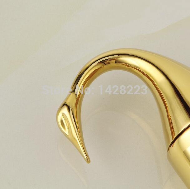 elegant swan shape bathroom mixer faucet deck mounted single handle and cold water