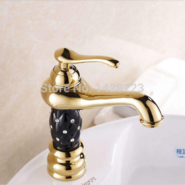 golden single lever bathroom and cold water basin sink faucet deck mounted