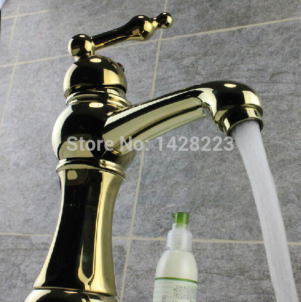 good quality single handle cold water basin vessel sink faucet deck mounted one hole gold polished