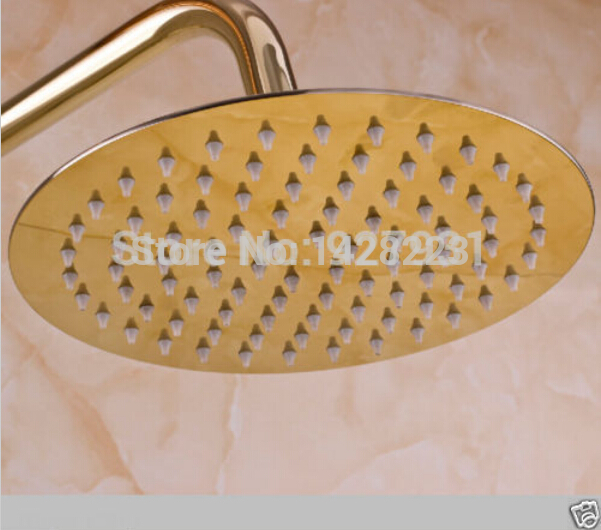luxury dual handles bathroom shower faucet system with hand shower golden color 8" rainfall shower head