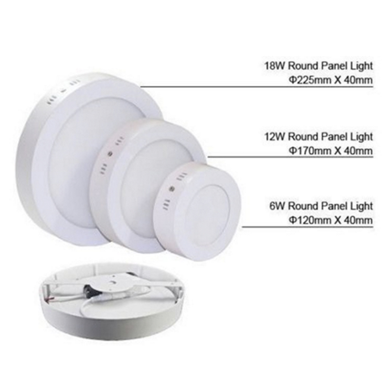10pcs/lot 6w 12w 18w 24w super bright round surface led panel wall ceiling down light mount bulb lamp for bathroom illuminate