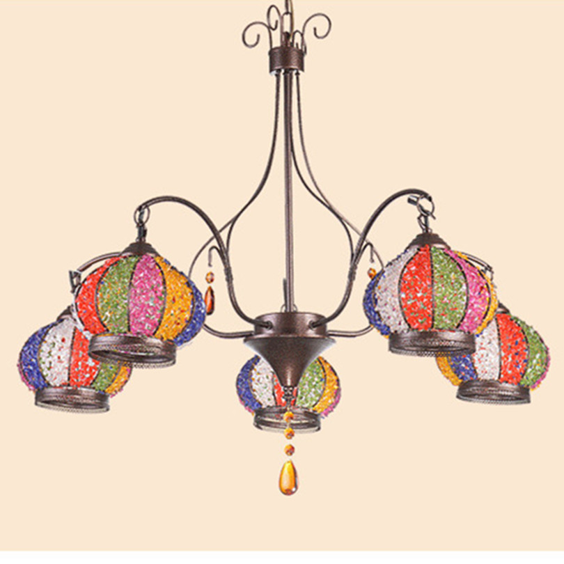 2015 creative european luxury pastoral hand knitting colorful mosaic/rainbow crystal 5 heads modern led chandelier