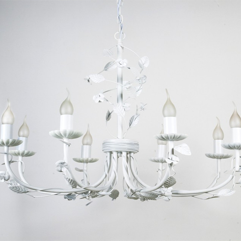2015 creative mediterranean pastoral iron leaf 6 head chandelier european simple led white blue candle chandelier