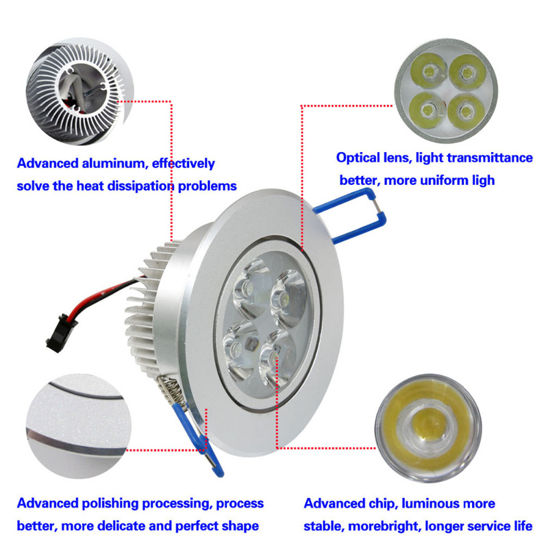20pcs 12w 4x3w 110v/220v cool white warm white dimmable led recessed cabinet ceiling downlight for home lighting decoration