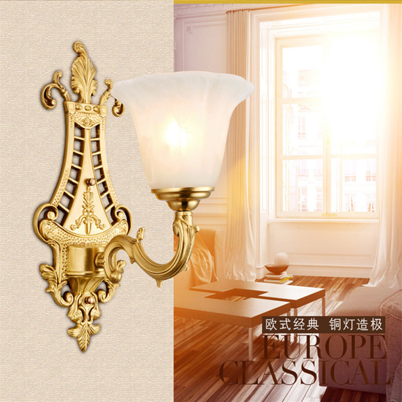 european frosted glass painted copper wall lamp bedroom corridor e27 85-265v lamp
