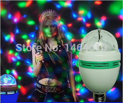 full color 3w e27 rgb led small crystal magic ball light rotating dj party stage bulb rotating lamp bar decoration