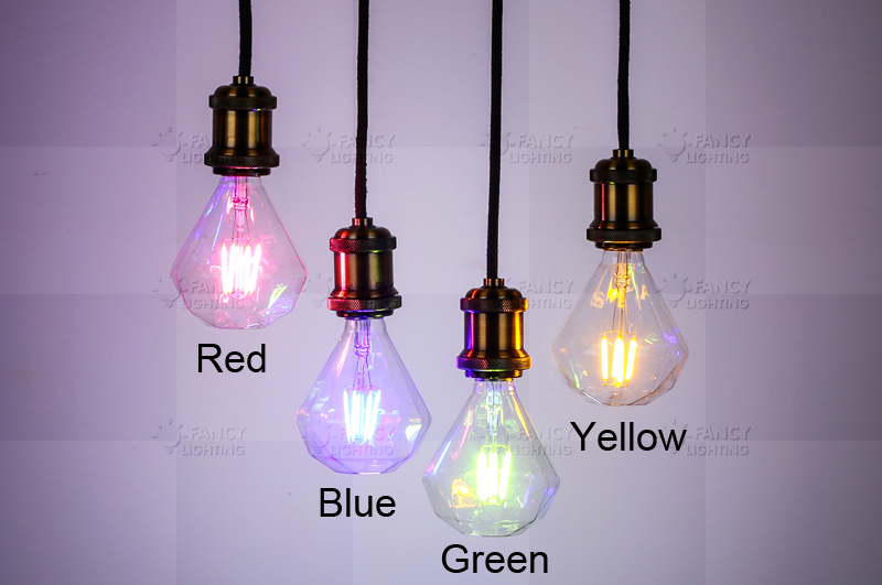 g95 diamond rgb led edison filament light bulb e27 4w 220v red blue green yellow energy saving 360 degree christmas home decor