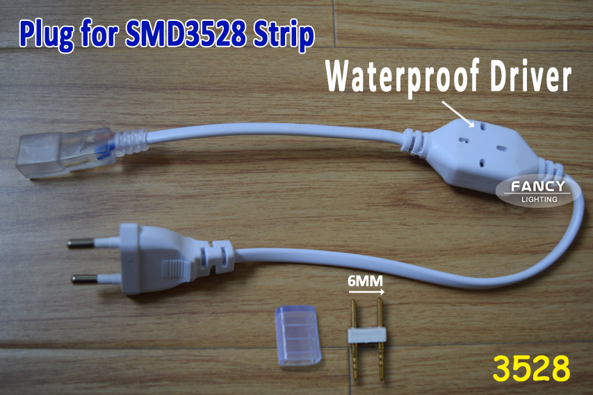 new design led strip plug waterproof european standard power supply plug for 220v smd3528/5050/2835 led strip decoration