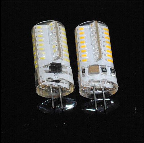 newest silicone led lamps g4 6w 3014 smd 64leds crystal chandeliers led bulb 220v 240v ceiling lights 5pcs/lots