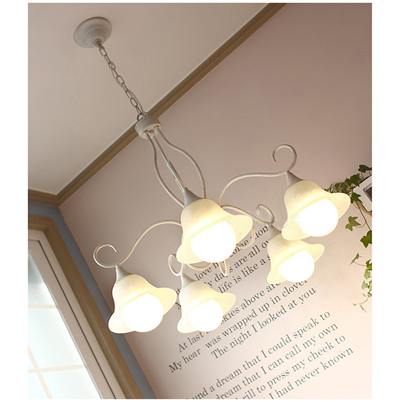 north europe pastoral dining room chain pendant chandelier korean art frosted glass black white chandelier