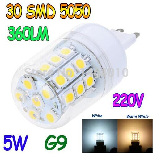 s g9 5w 30 smd5050 smd 5050 led corn light bulb warm white or white lighting 220v 360 degree corn bulbs led lamp