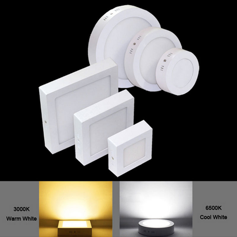 surface mounted led panel light 6w 12w 18w round/square ceiling recessed lights led downlight ac85-265v smd2835 ce ul