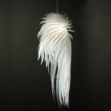 1 light romantic angel wings feather led pendant lamp for bedroom living room dining room,e27 bulb included