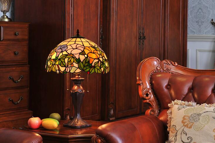 16-inch european style garden stained glass table lamp bedroom desk lamp bedside light,yslc-14,