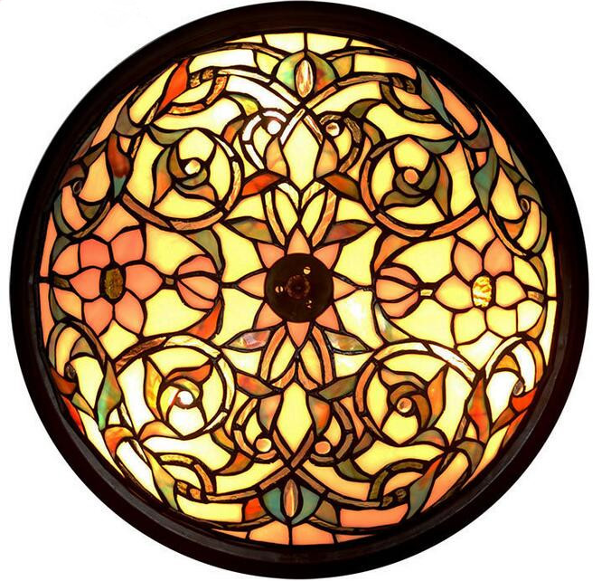 16-inch stained glass ceiling lamp home living room bedroom lampe lights,yslc-46,