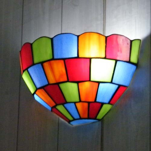 25cm mediterranean style colorful glass wall light for bedside wall lamp,