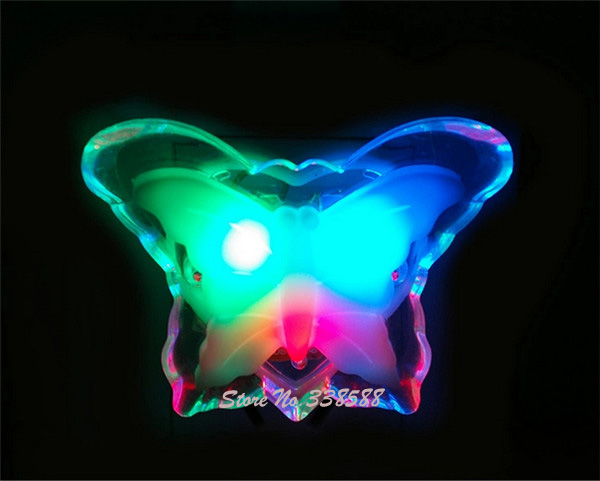 2pcs us plug modern colorful crystal bright butterfly lamp romantic nightlight for home decoration baby room lamp,