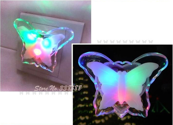 2pcs us plug modern colorful crystal bright butterfly lamp romantic nightlight for home decoration baby room lamp,